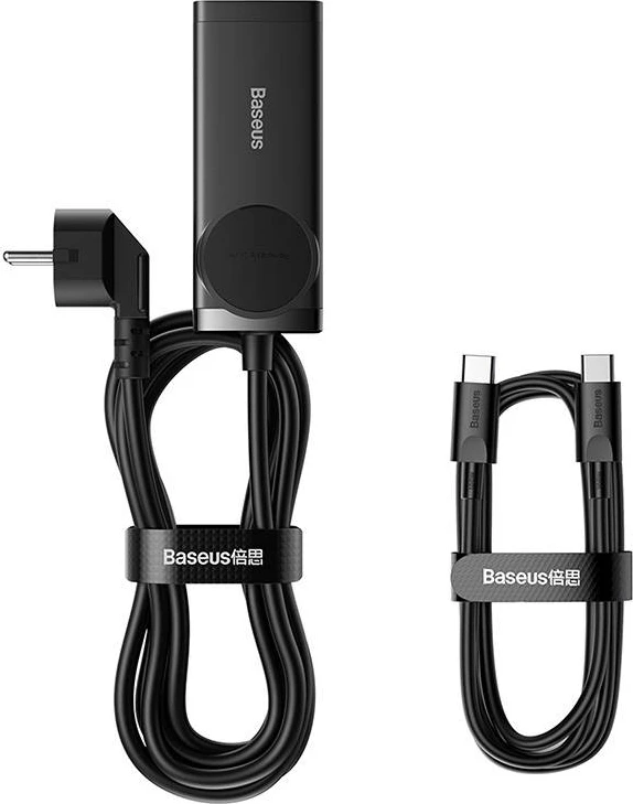 Kasë karikues Baseus GaN3 Pro, 100W, 2x USB-C + 2x USB, prizë AC, e zezë