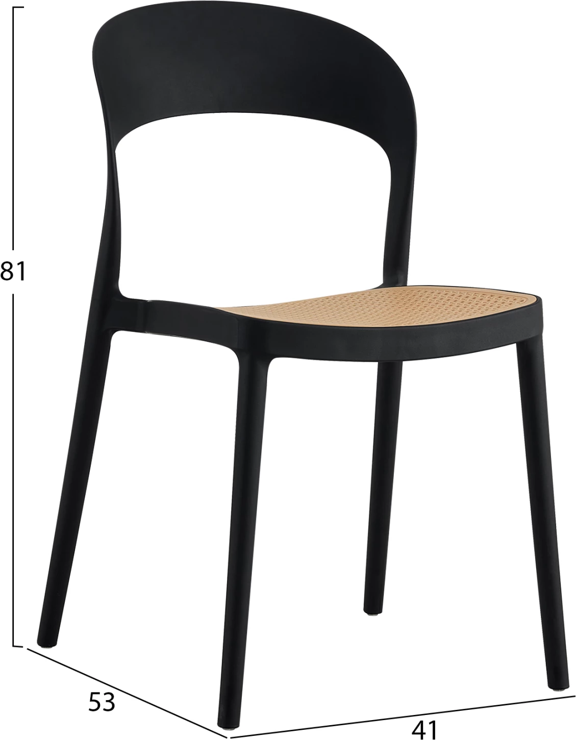 Karrige polipropileni CLEO FH5936.02, e zezë-bezhë, 41x53x81H cm
