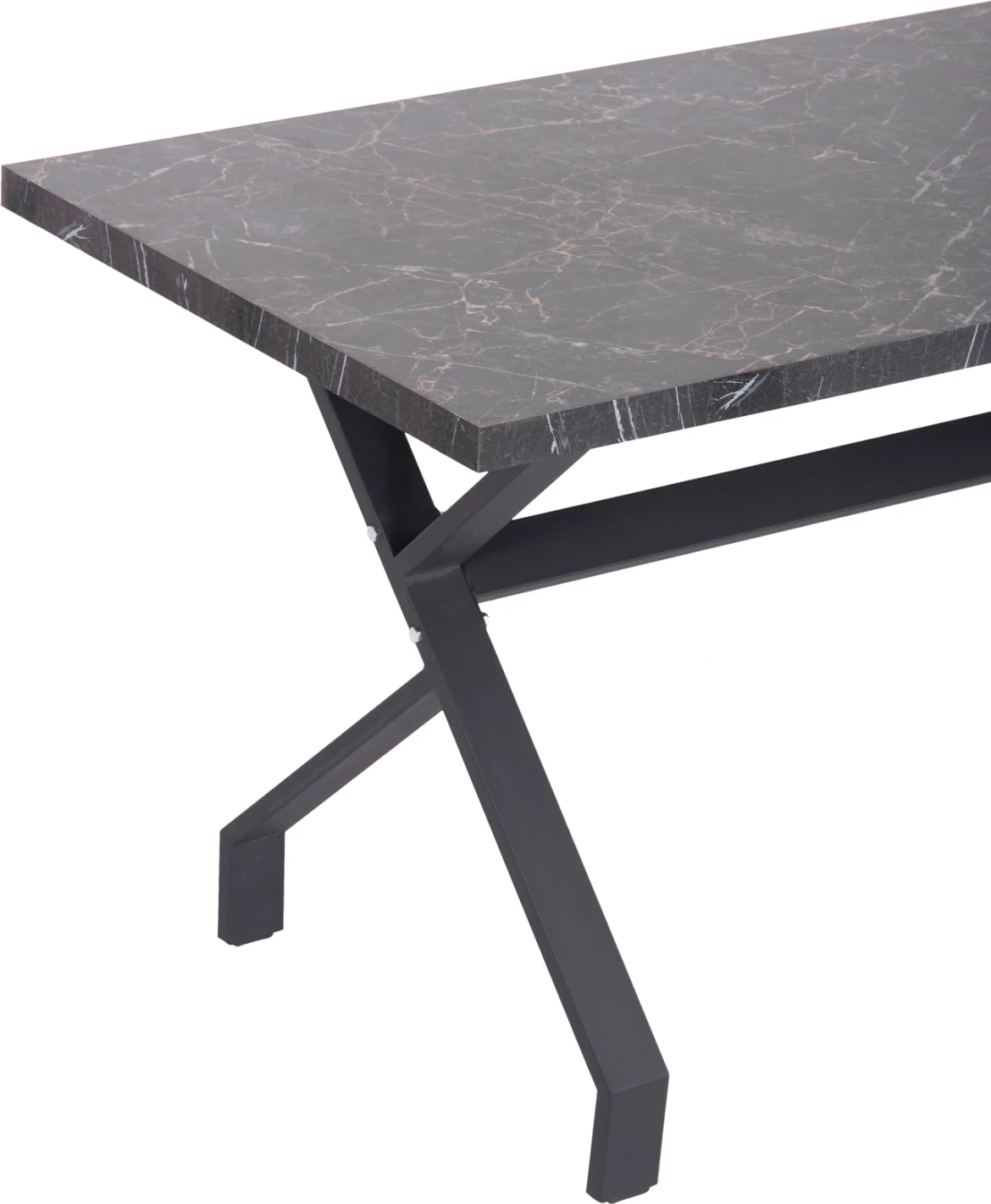 Tavolinë kuzhine LANA, pamje mermeri të zi, këmbë metali të zeza, FH18221.02, 140x70x72.5 cm
