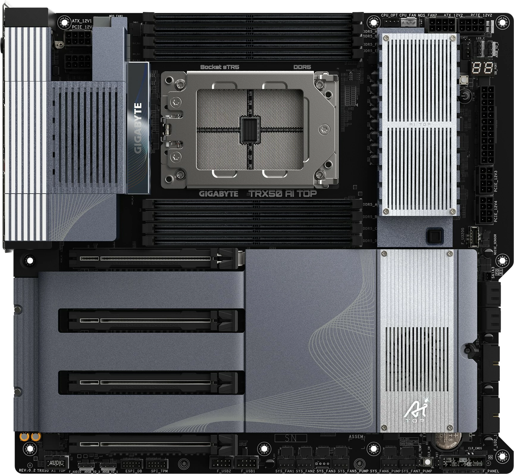 Pllakë amë Gigabyte TRX50 AI TOP, sTR5, ATX, për Threadripper, gri