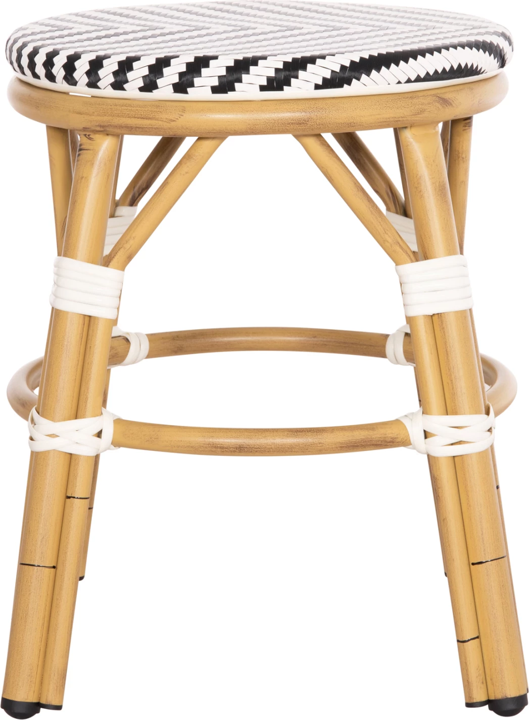 Karrige për bar, alumini, pamje bambuje, CHINO FH6285.03, tekstilene bardhë-e zezë, Φ36x46Hcm