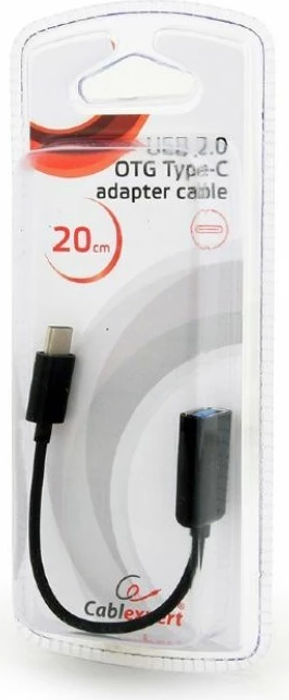 Adapter OTG USB Type-C në USB A Gembird, 20cm, i zi