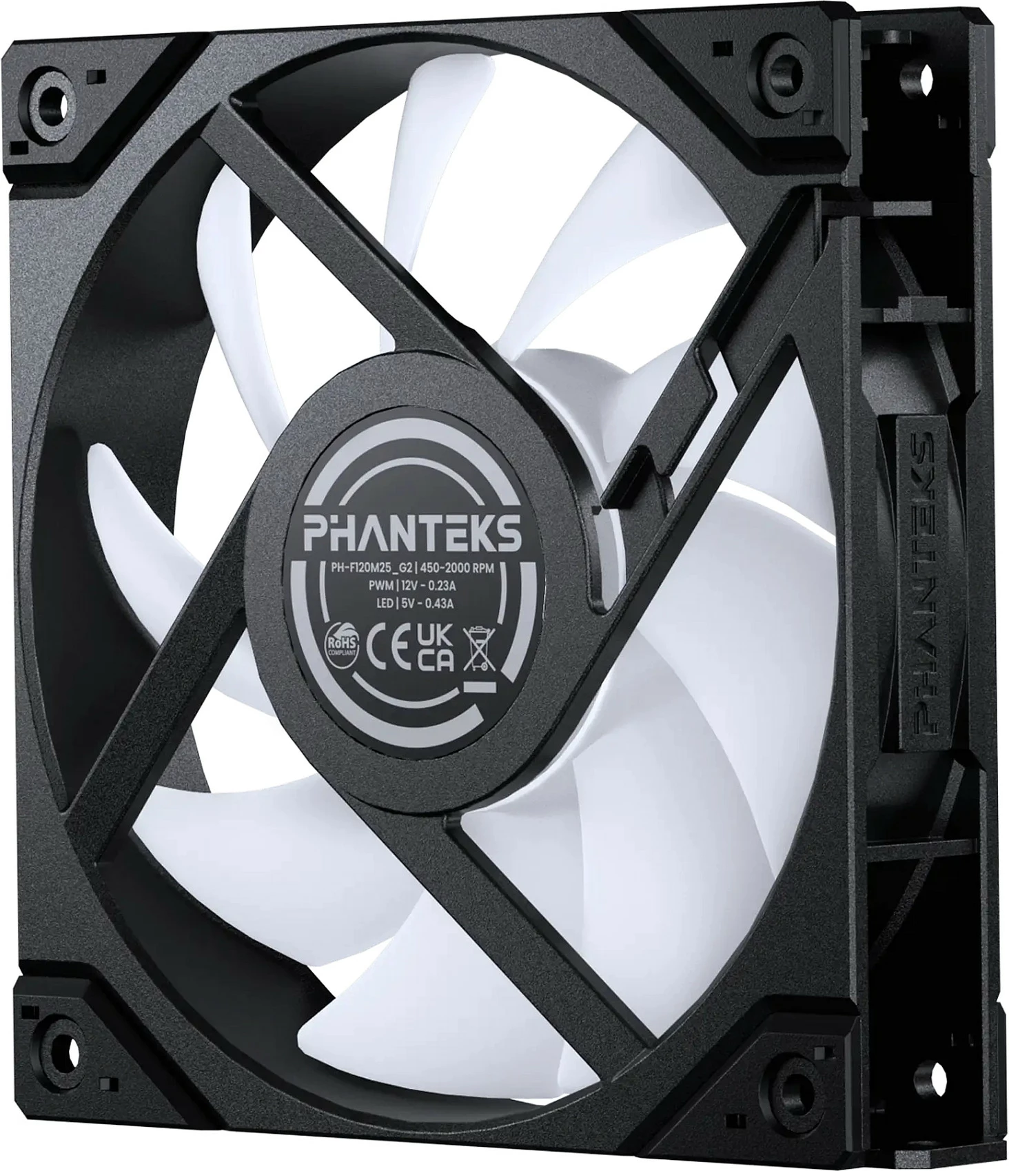 Ventilator për kasë Phanteks M25-120 Gen2 PWM 120mm, RGB, zi