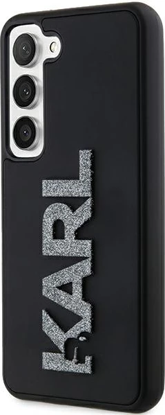 Mbështjellës Karl Lagerfeld 3D Rubber Glitter Logo për Samsung Galaxy S24, i zi