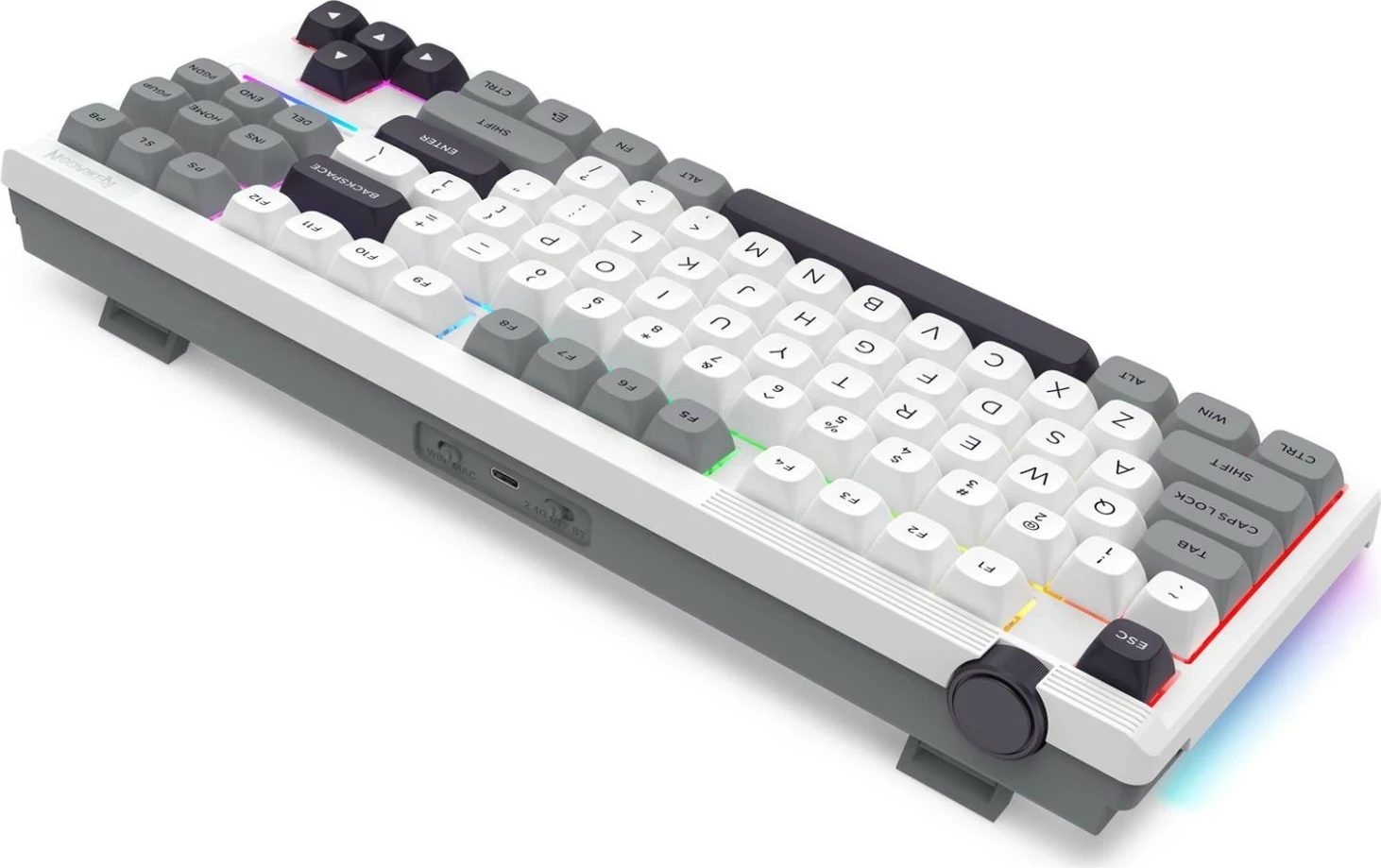 Tastierë gaming Redragon Otim Pro K729WGB, mekanike, TKL 80%, wireless/Bluetooth, RGB, white-grey