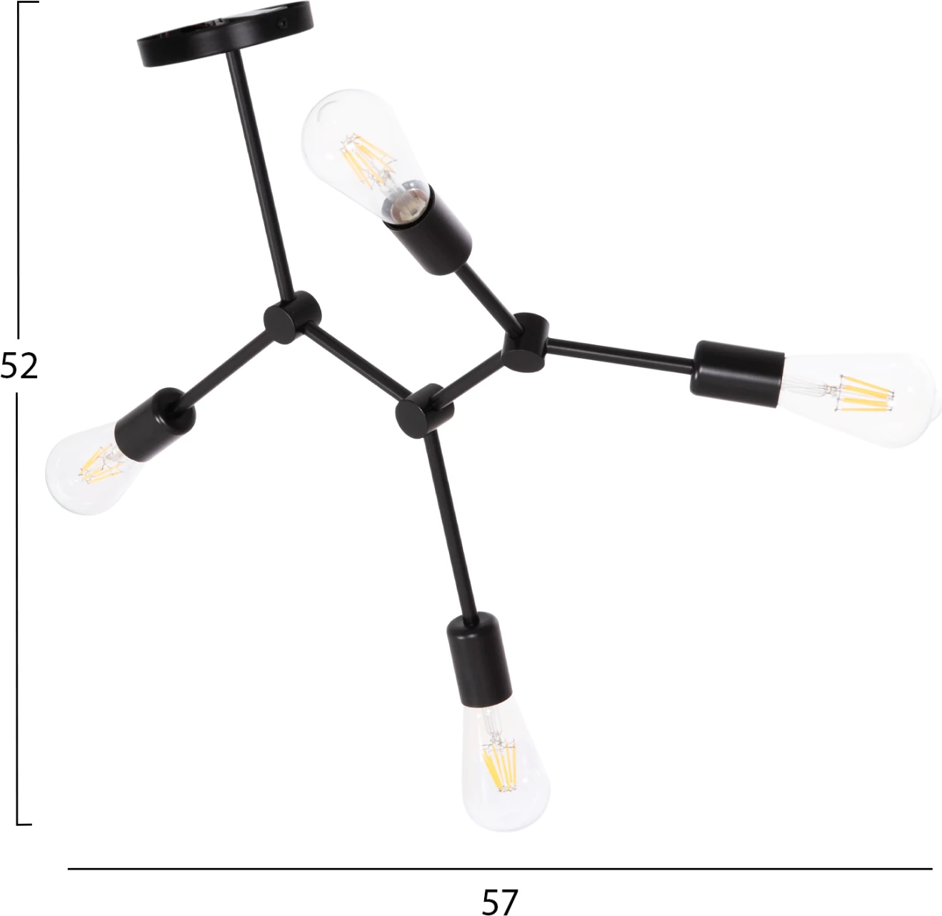Llambë tavani varëse LIGHTY, 4 drita, metal i zi, FH7405.11, 57x5x52cm