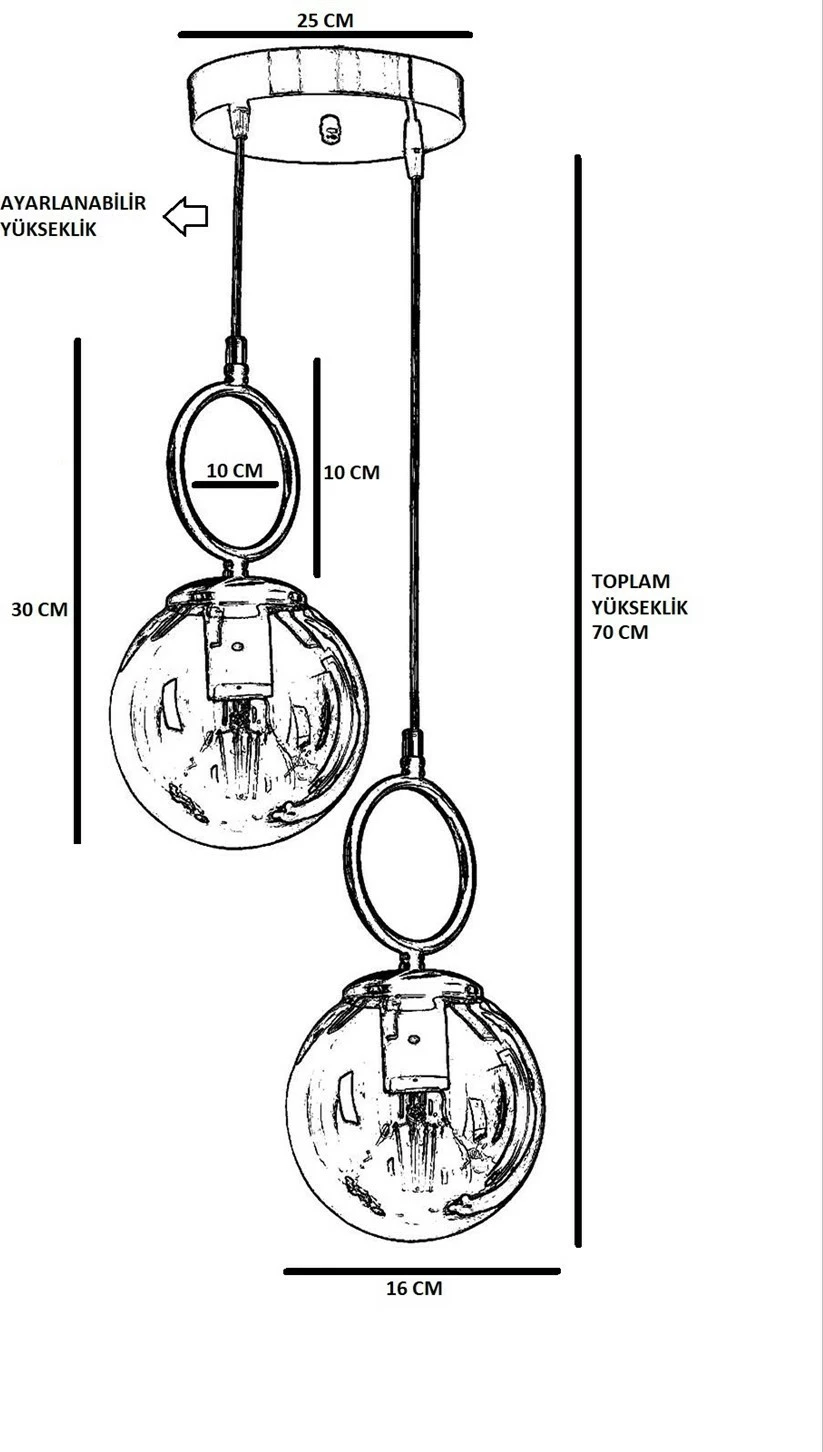 Llambë tavani Opviq Morino, bakri, 2 sfera xhami