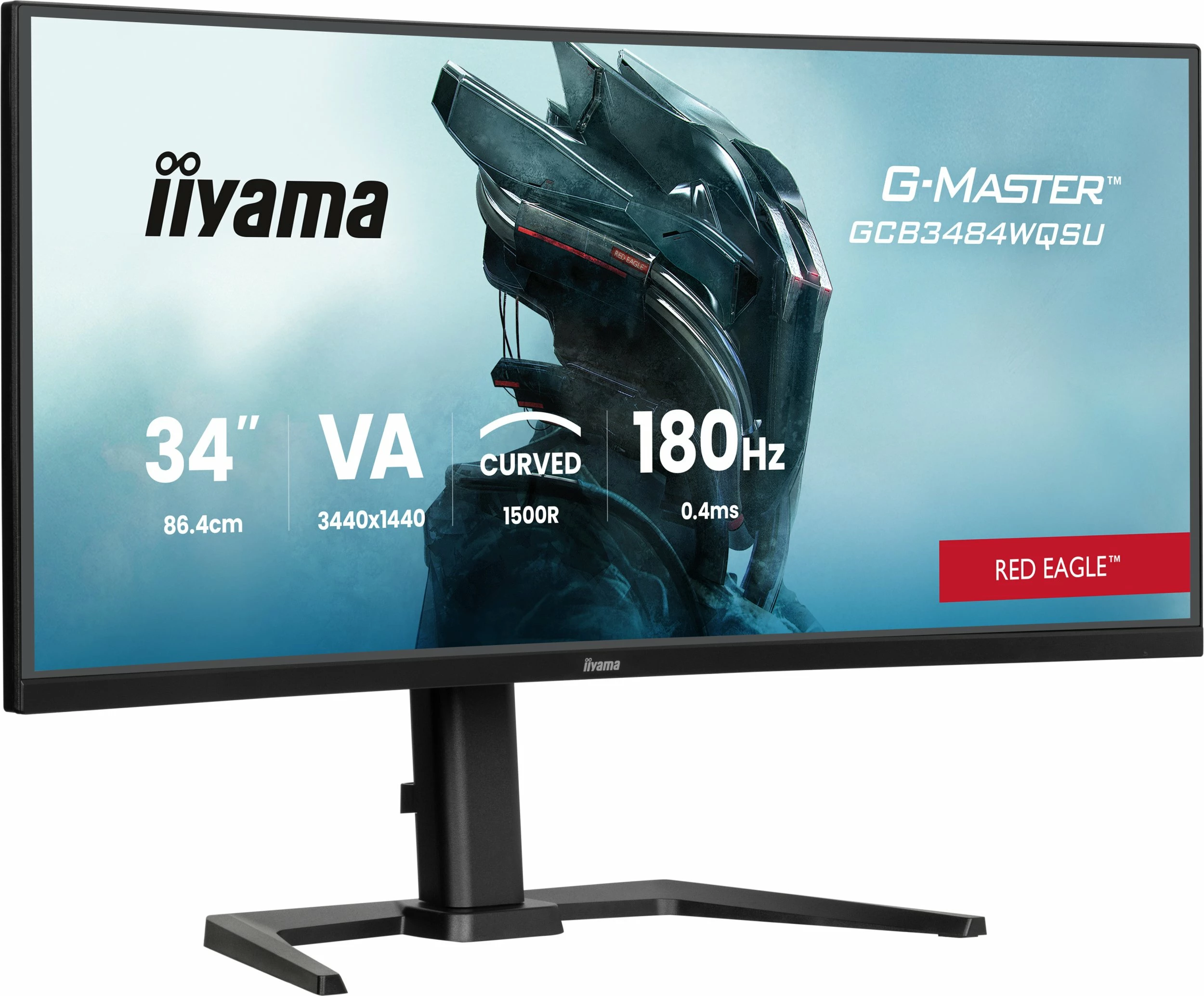 Monitor gaming iiyama G-Master GCB3484WQSU-B1 Red Eagle 34\" UWQHD 180Hz 0.4ms VA i lakuar 1500R, i zi