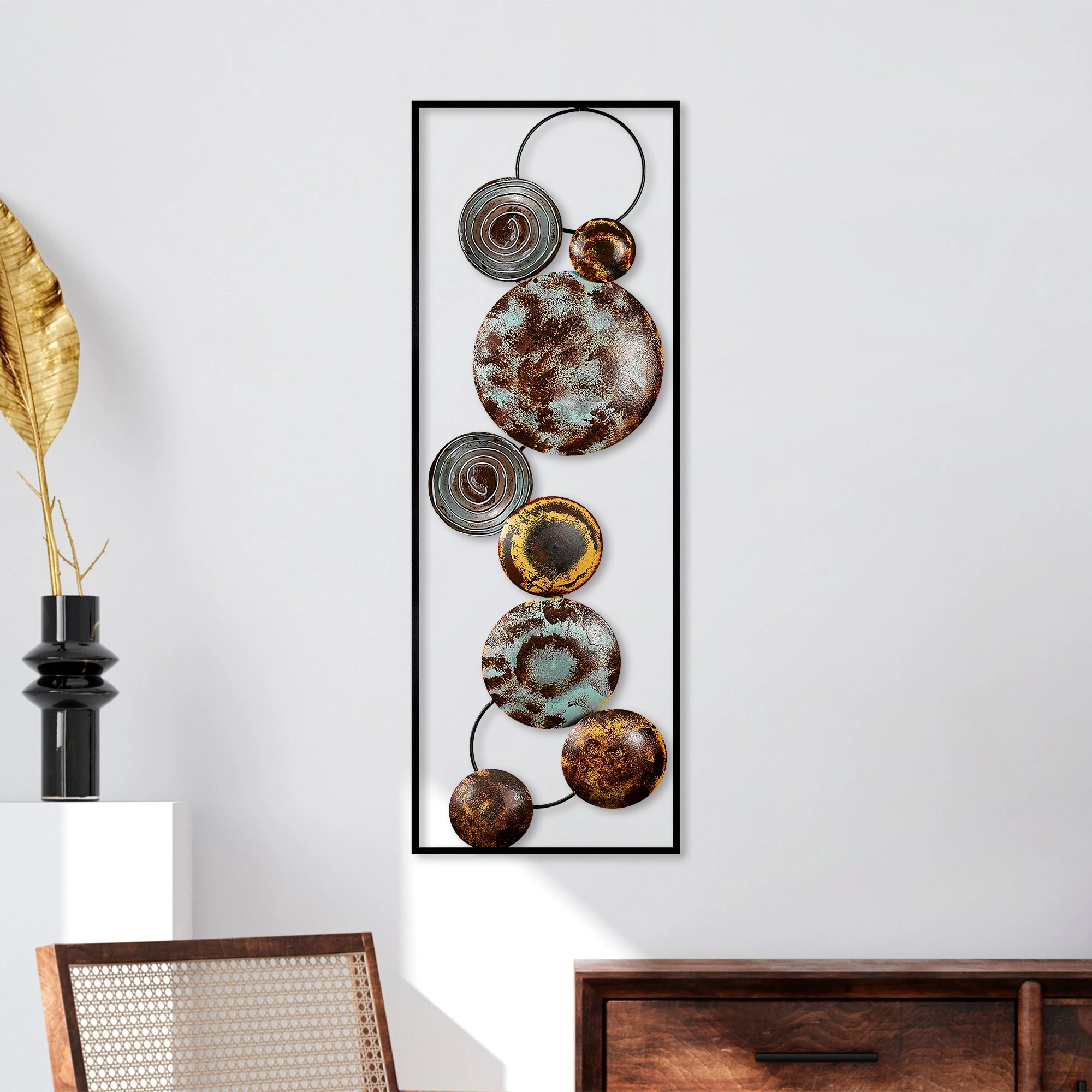 Aksesor dekorativ metalik për mur, Wallity, teksturë, shumëngjyrësh, 32x90x4cm