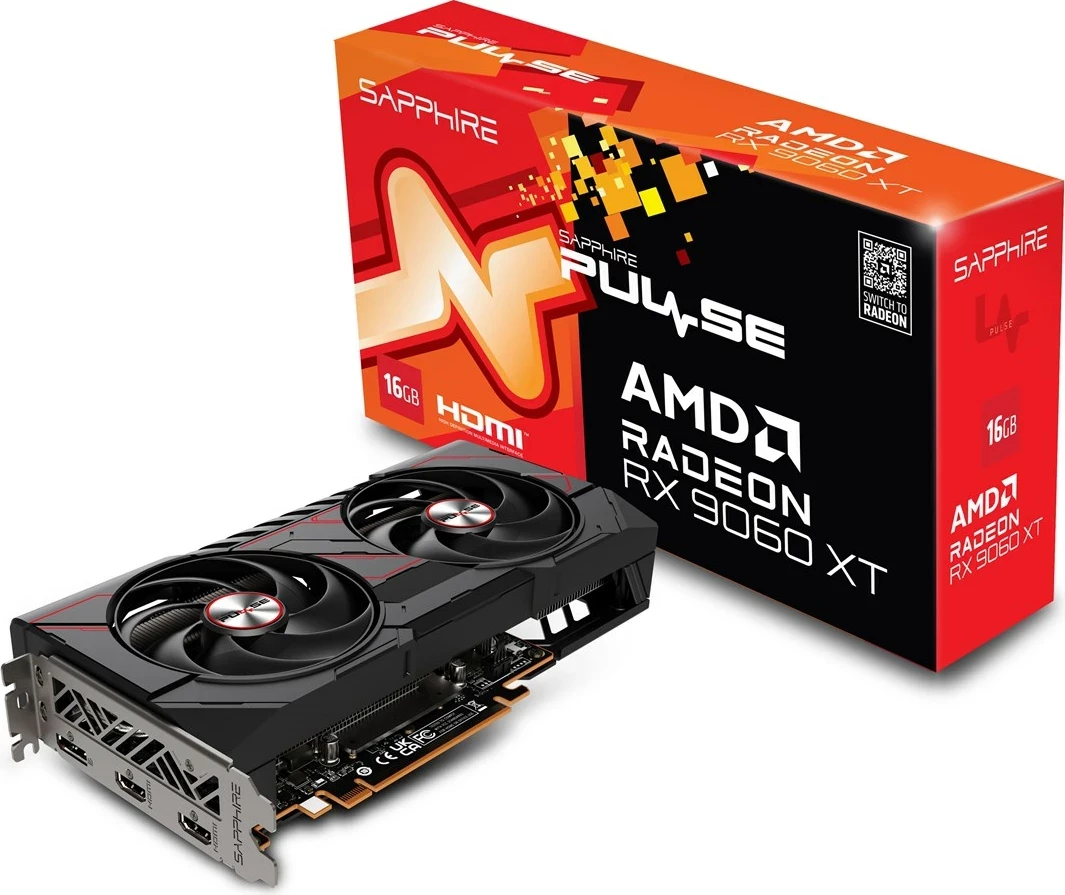 Kartelë grafike Sapphire PULSE RX 9060 XT GAMING, 16 GB, GDDR6, e zezë