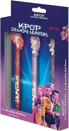 Set stilolapsash të fshirshëm Kids Euroswan K-POP Demon Hunters SR2510672, shumëngjyrësh, set 3 copë