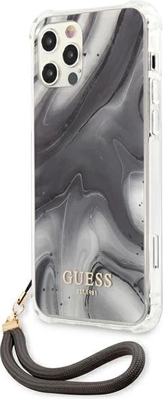 Mbështjellës Guess GUHCP12LKSMAGR për iPhone 12 Pro Max 6.7", Marble Collection, Gri me varëse