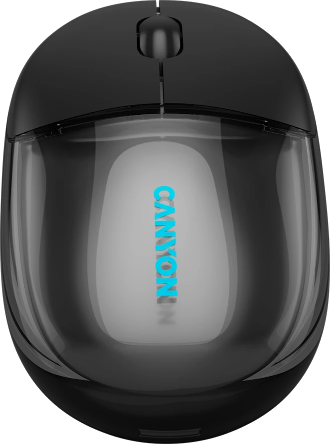 Maus CANYON OnClick 24, Wireless/Bluetooth, 1200 DPI, RGB, 4 butona, transparent/zi