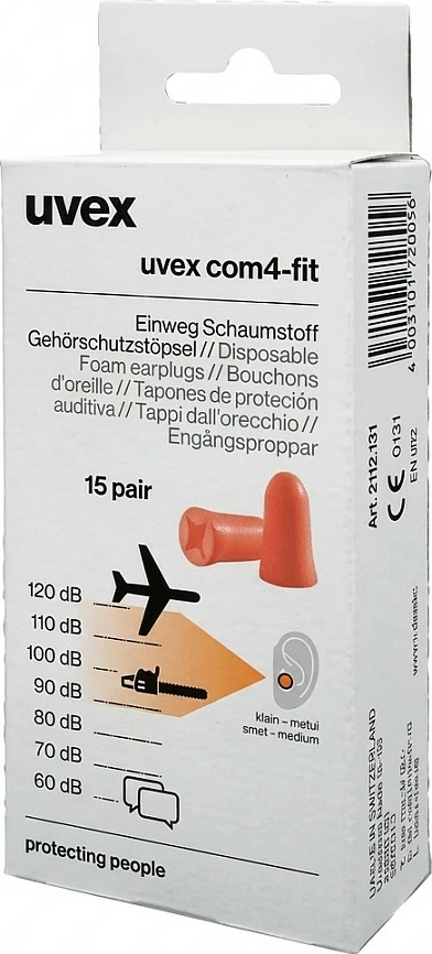 Tapa veshi uvex com4-fit Minibox, 15 palë, portokalli