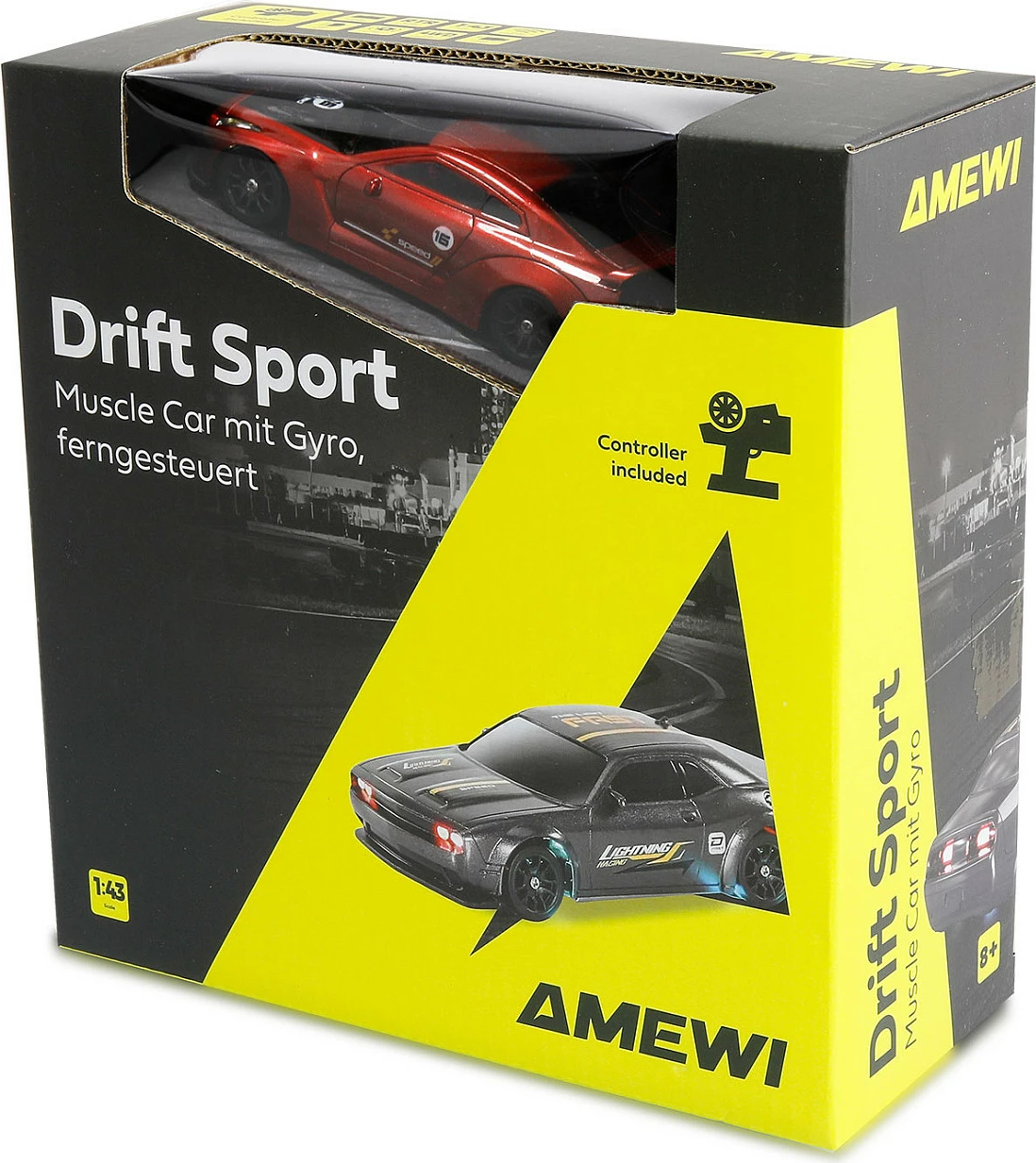 Vetura me telekomandë AMEWI Drift Sport GTR, 1:43, 4WD, Gyro, 2.4GHz, RTR, e kuqe