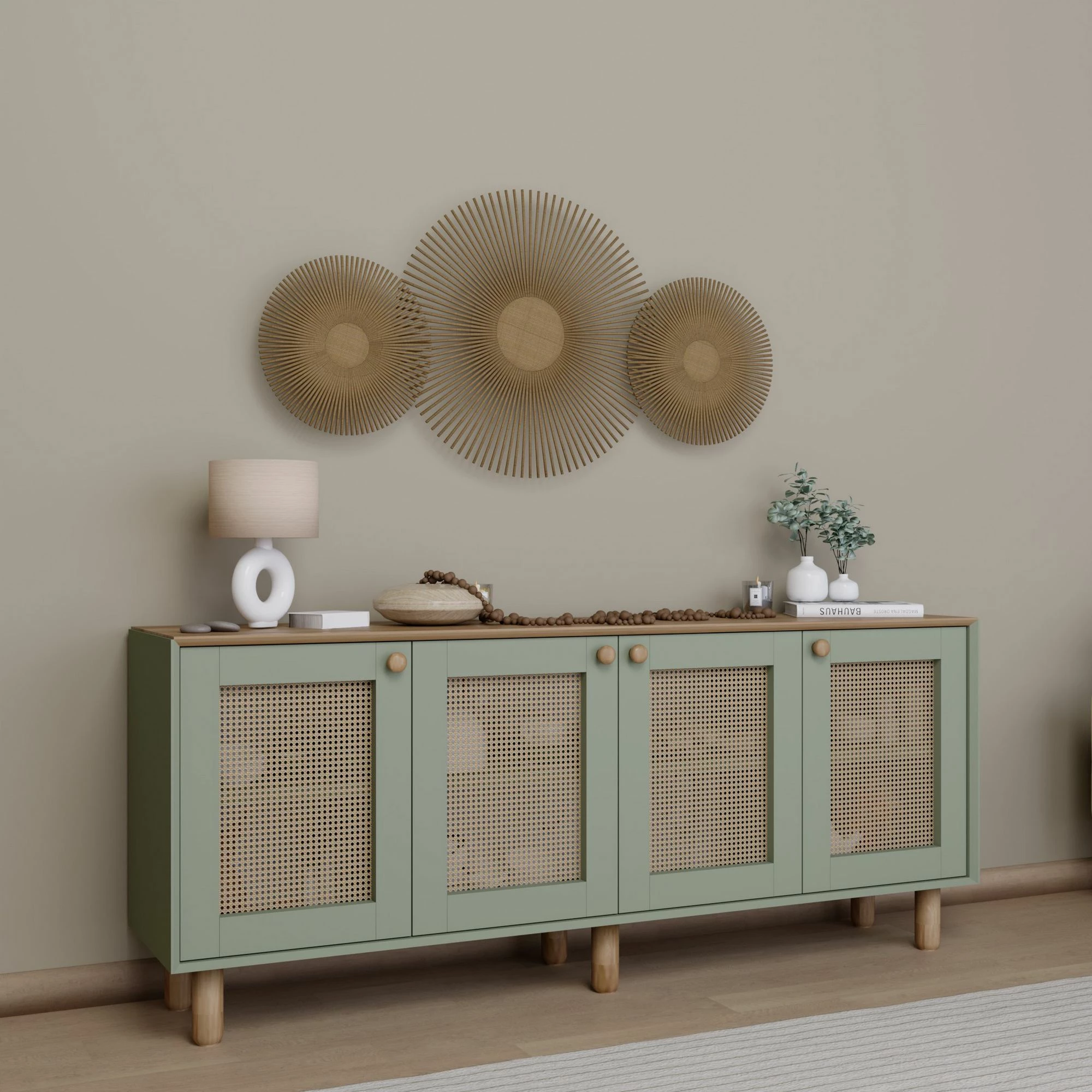 Konsolë bohemiane, ngjyrë e gjelbër, Skye Decor, 180x75x40 cm