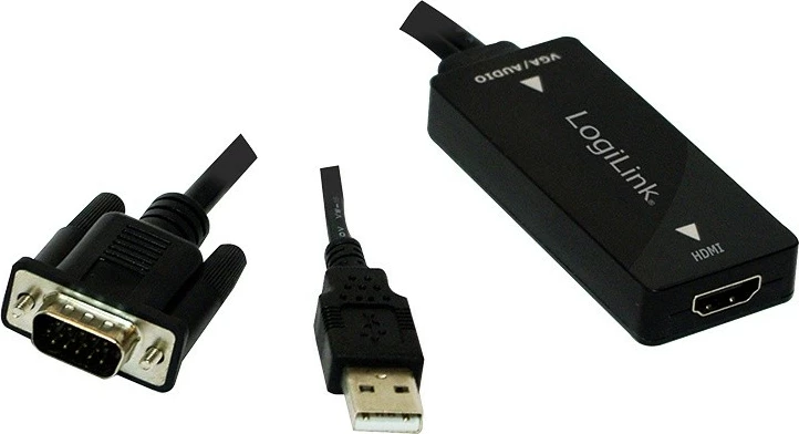 Adapter VGA në HDMI LogiLink CV0060, me audio, i zi