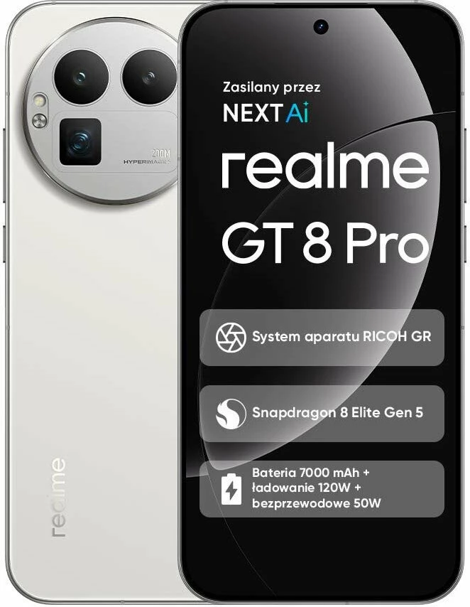 Celular Realme GT 8 Pro 5G 16/512GB, i bardhë