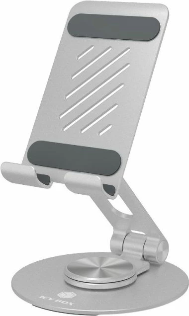 Mbajtëse tavoline për tablet dhe celular ICYBOX IB-TH201-R deri 12.9", 360° rrotullim, argjendtë/zi-gri