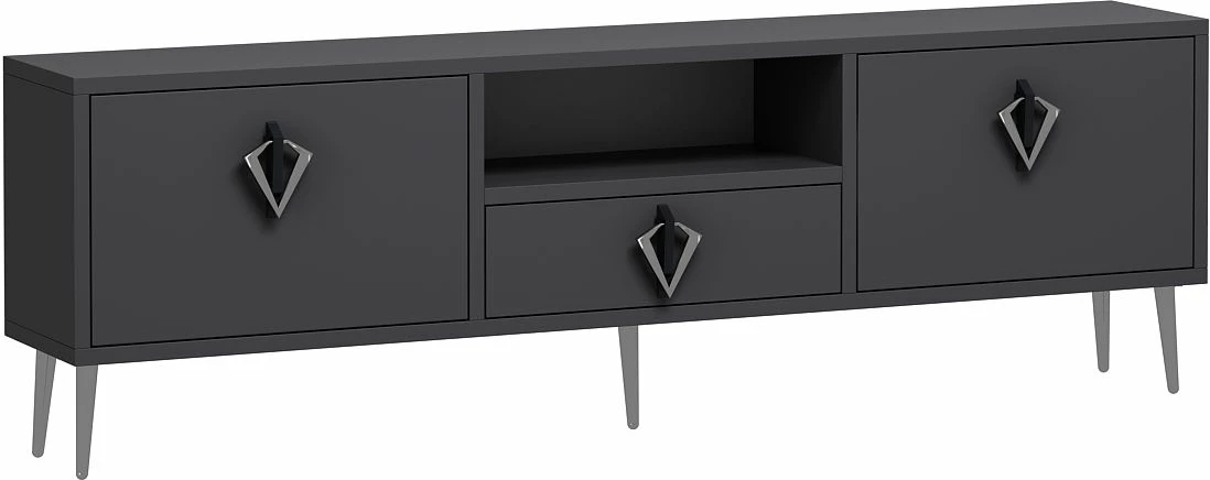 Komodë TV Skye Decor, 1311-DROP-32, antracit, e zezë, argjend