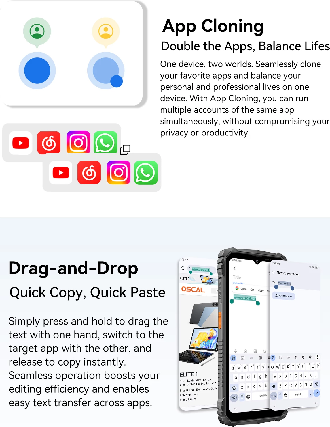 Celular Oscal Marine 1 4GB RAM 128GB 5100mAh IP68/IP69K MIL-STD-810H, portokalli