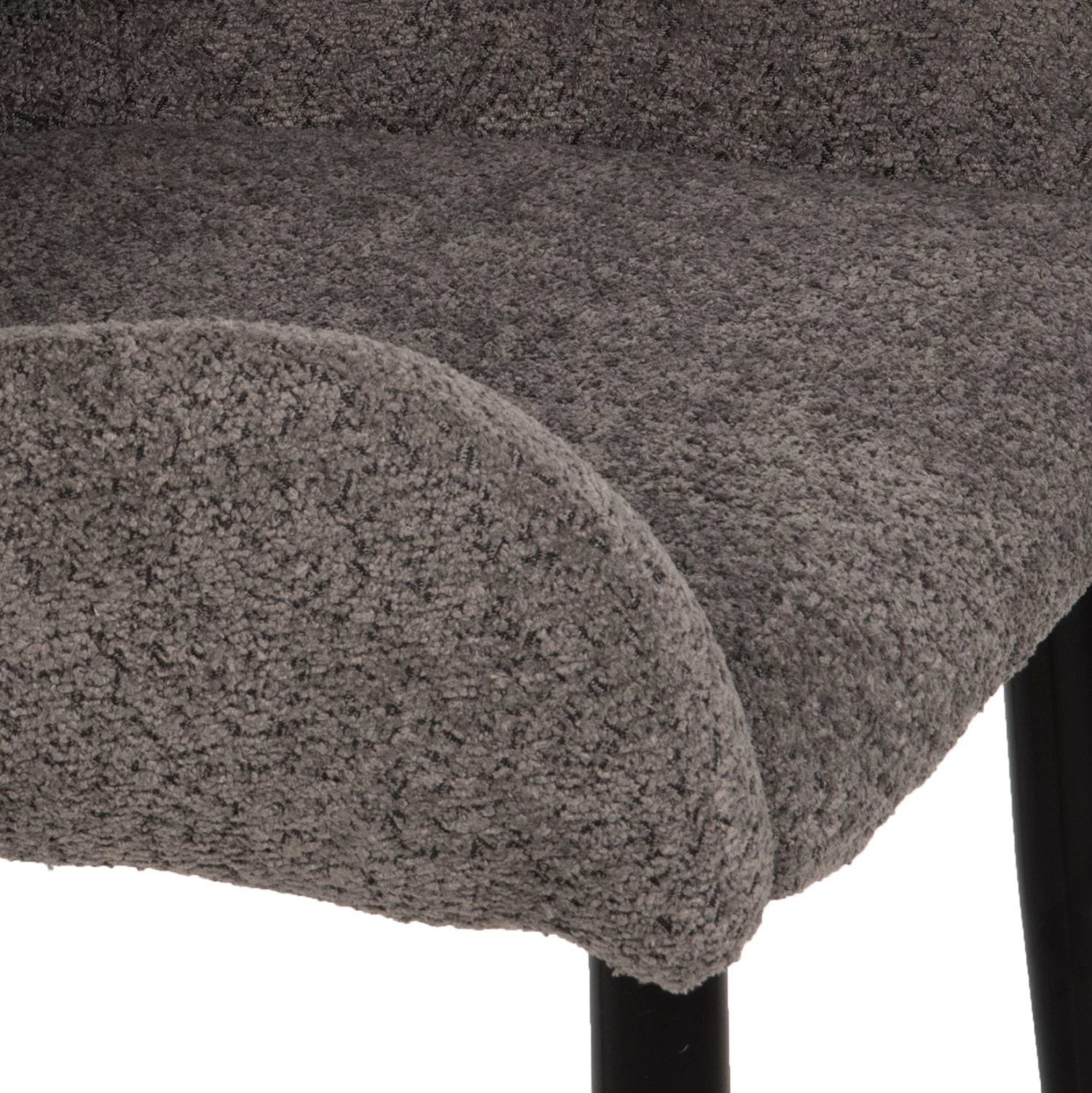 Karrige SARKY FH8585.01, pëlhurë boucle gri, këmbë metalike të zeza, 55x62x89H cm., set prej 2 copë