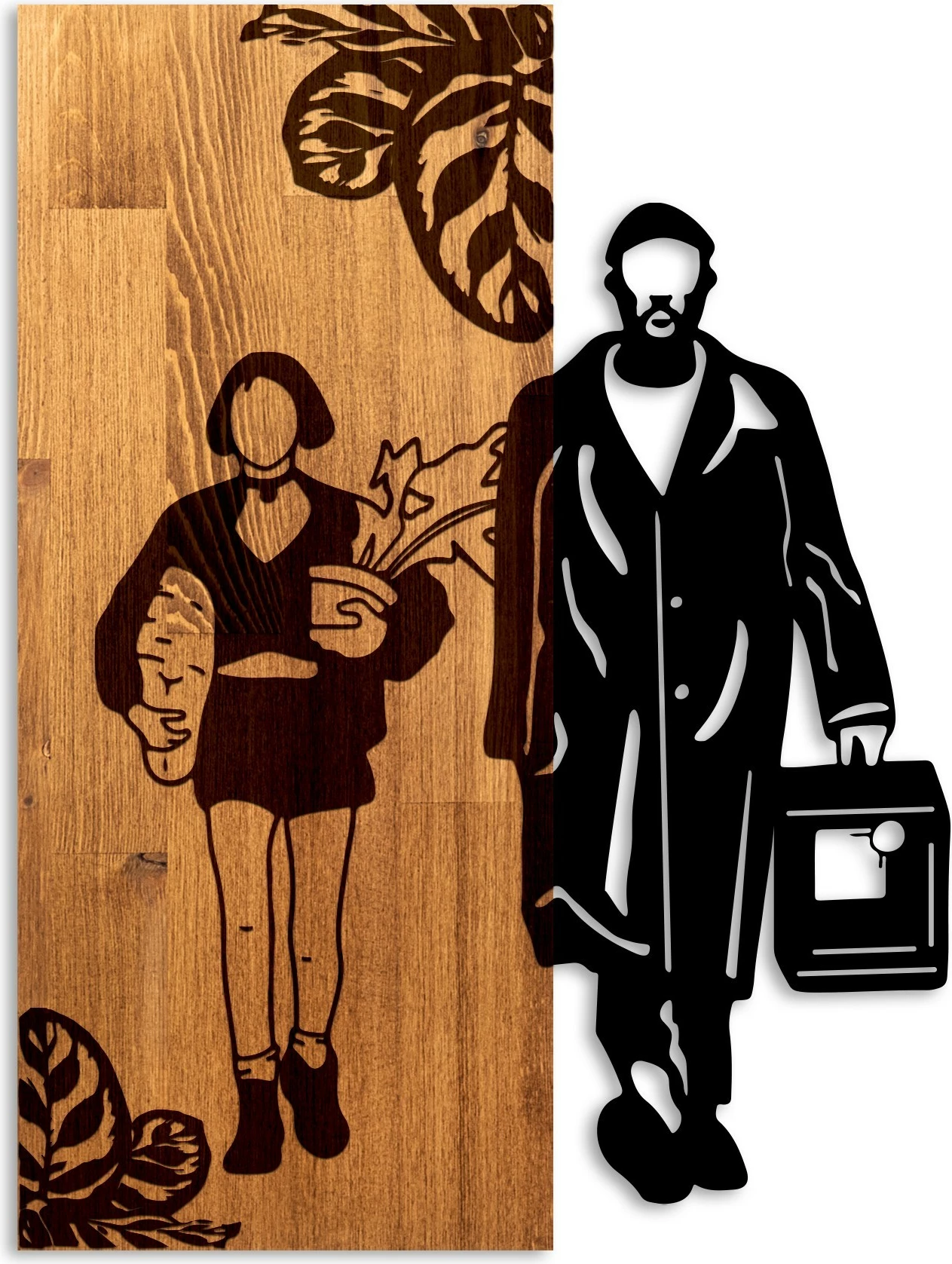 Aksesor dekorativ për mur, dru dhe metal, Leon The Professional, Wallity