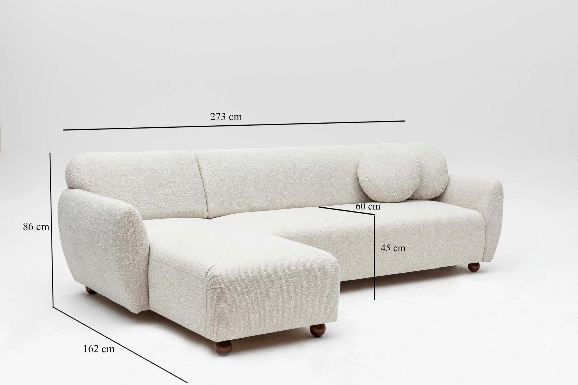 Këndare Eddy majtas, ngjyrë e bardhë, Atelier del Sofa