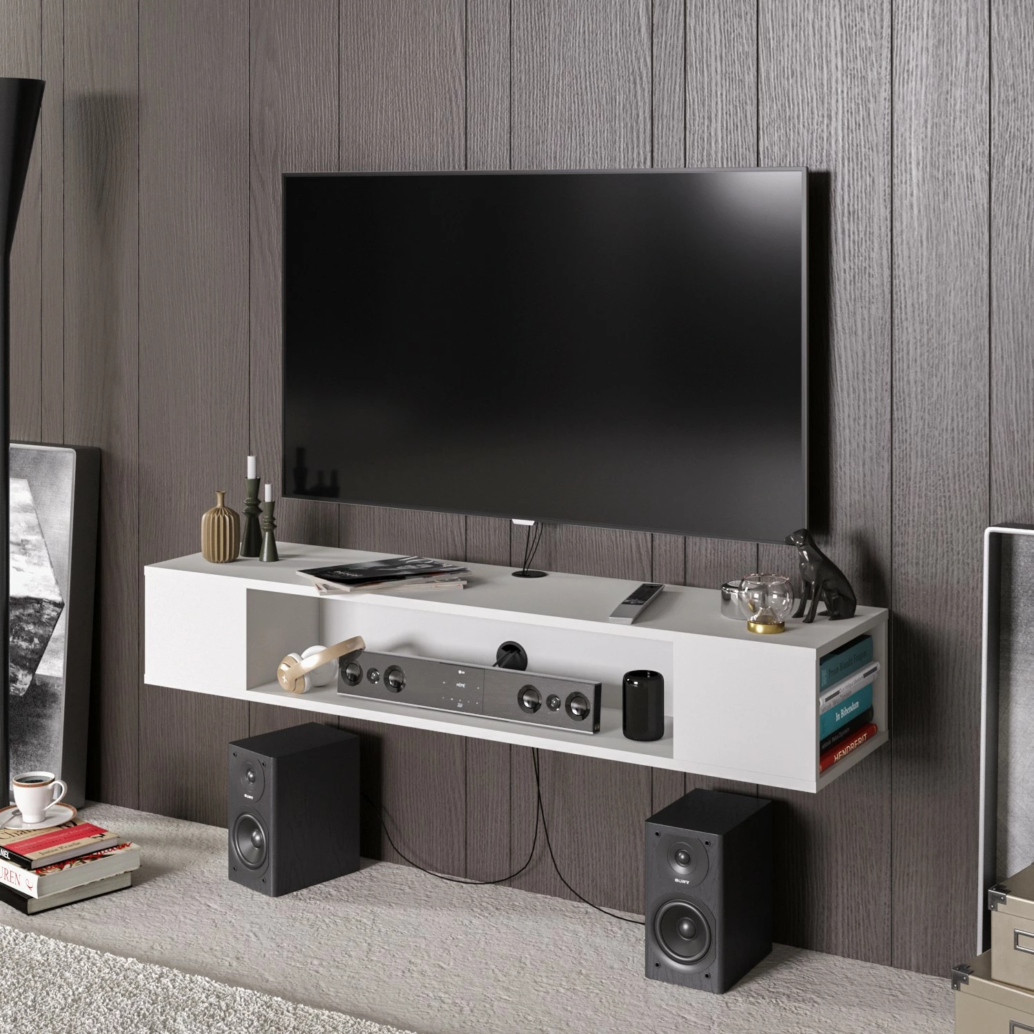 Komodë TV Hanah Home, Peti, e bardhë