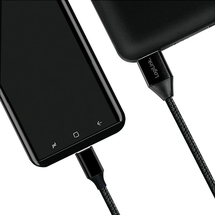 Kabllo USB-C në USB-A LogiLink, USB 2.0, 0.3 m, e thurur, e zezë