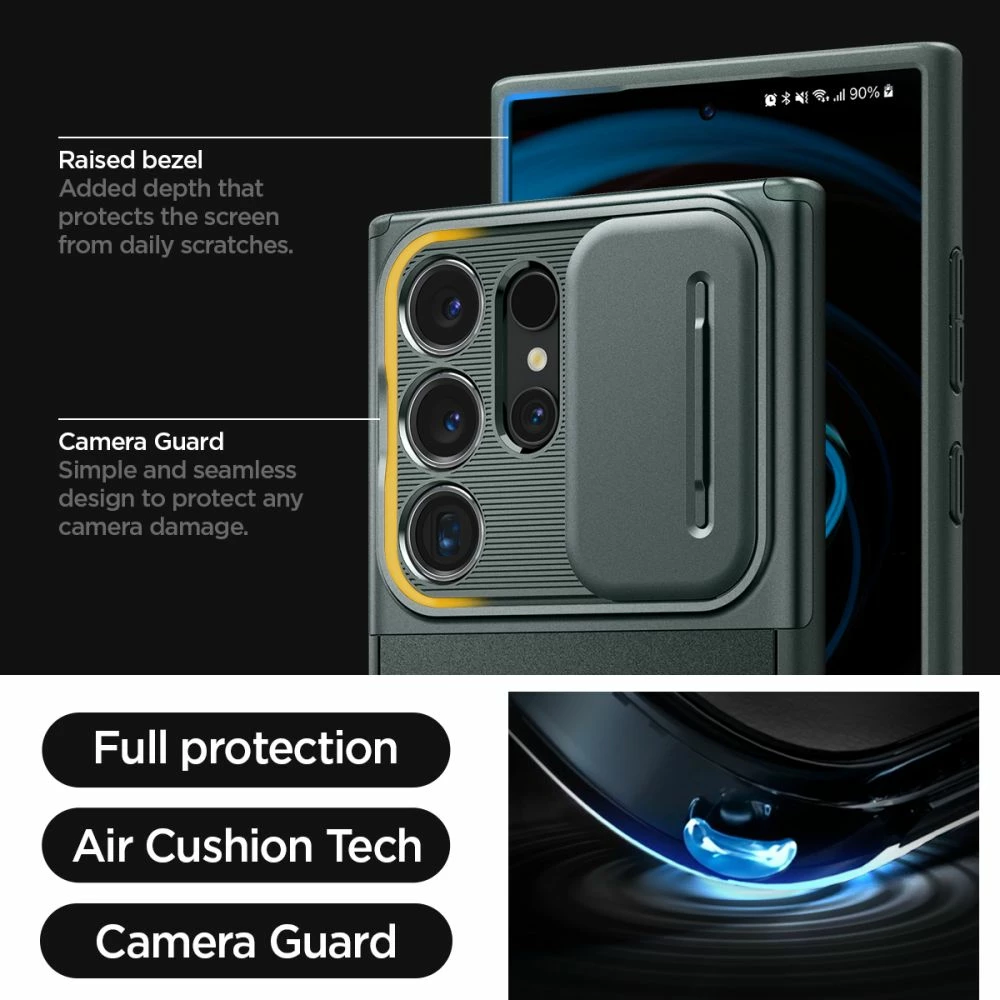 Mbështjellës Spigen Optik Armor për Samsung Galaxy S24 Ultra, Gjelbër e errët