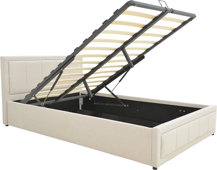 Krevat me hapësirë për depo, stof bezhë, Huga, 120x200cm