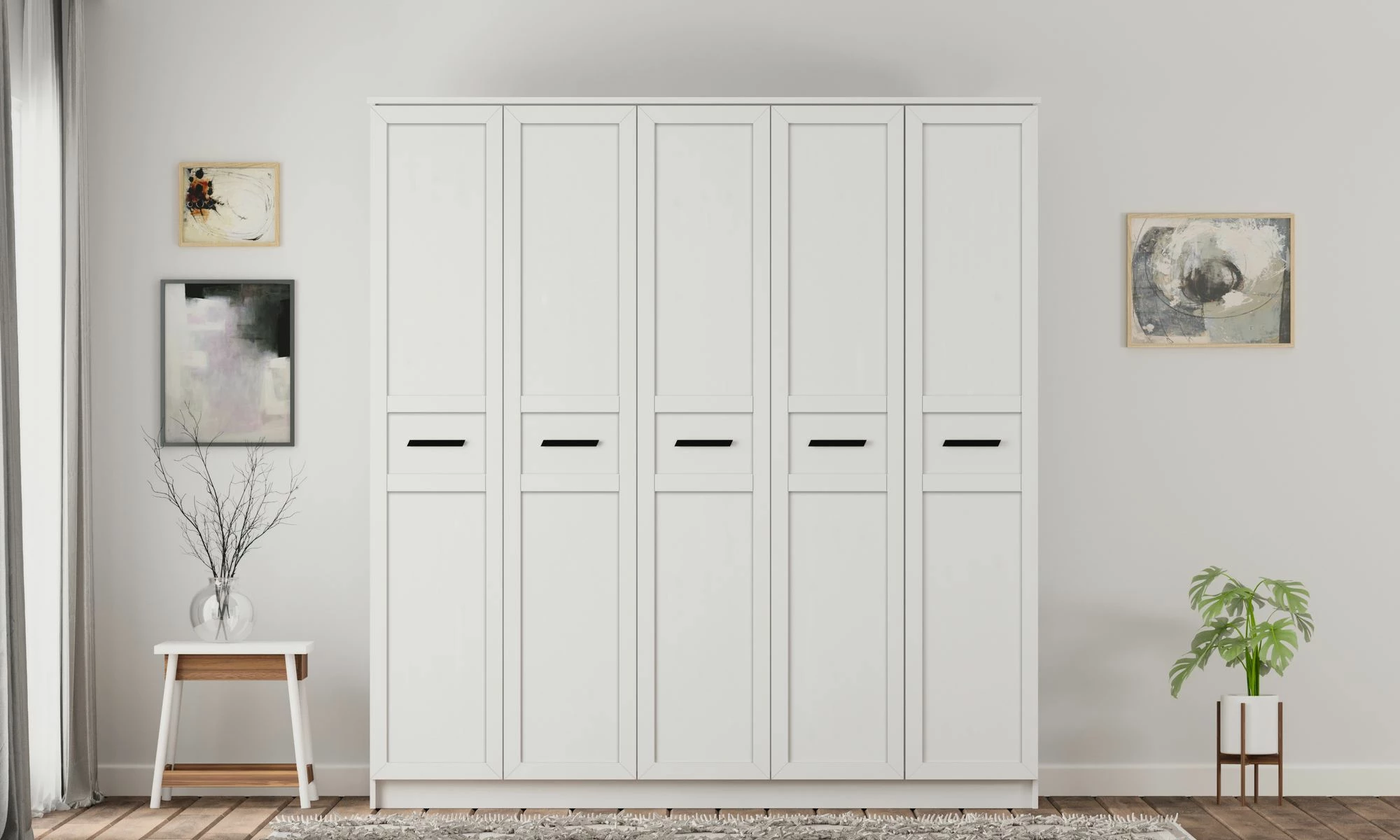 Dollap për rroba, ngjyrë e bardhë mat, Skye Decor, RB-168-01-005, 175x210x52cm