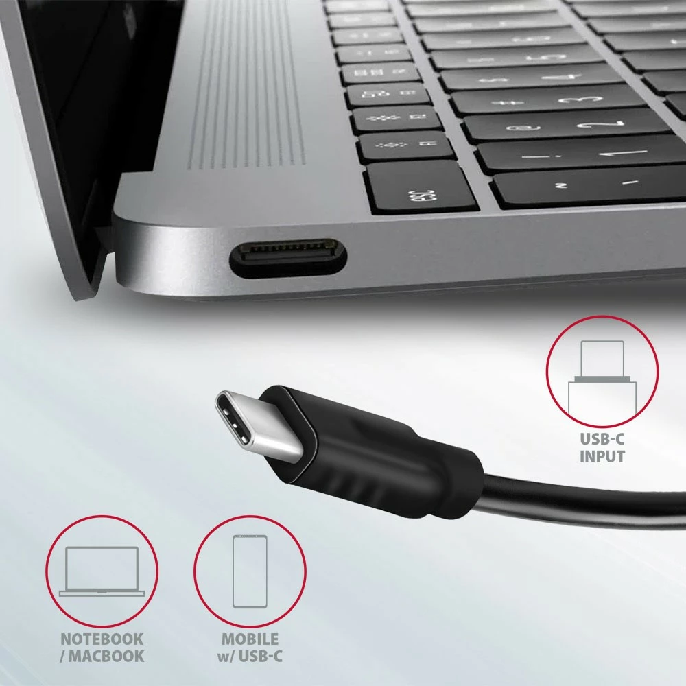 Hub USB-C AXAGON HMC-5G2, 5 porte, 10Gbps, HDMI 4K/60Hz, PD 100W, 13cm, zi/gri