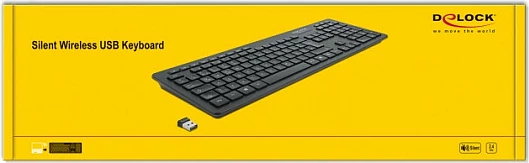 Tastierë DeLOCK 12004, full-size, pa kabllo 2.4GHz, marrës USB, QWERTZ, e zezë