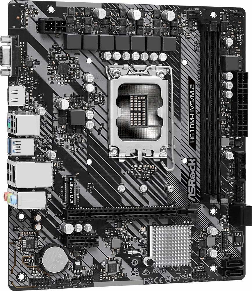 Pllakë amë ASRock H610M-HVS/M.2 R2.0, 2 slote RAM deri 64GB, Ultra M.2, HDMI/VGA, PCB e zezë