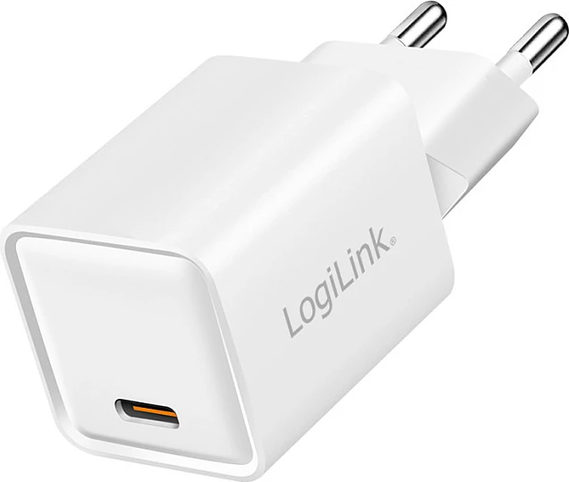 Karikues USB-C LogiLink 20W GaN, 1x USB-C PD, i bardhë