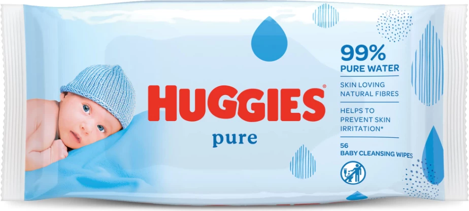 Letrat e lagura Huggies® Pure 99% Ujë (56 copë)