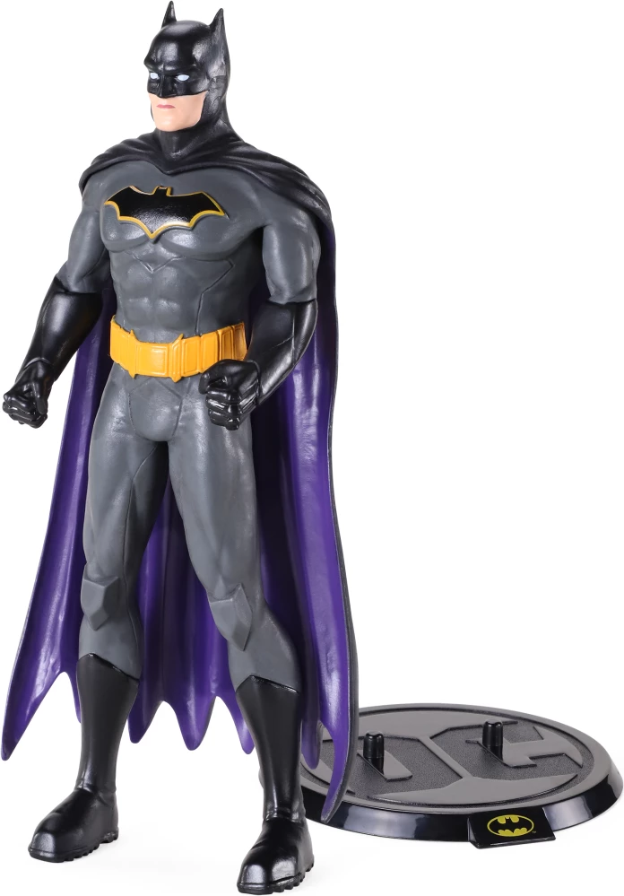 Figurinë fleksibile NOBLE COLLECTION Bendyfig DC Batman (Comic), me bazë ekspozimi, gri/zi