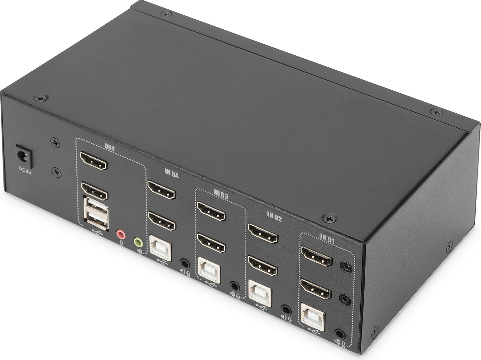 KVM Switch Digitus 4-Port, Dual Display, 4K HDMI, USB, i zi