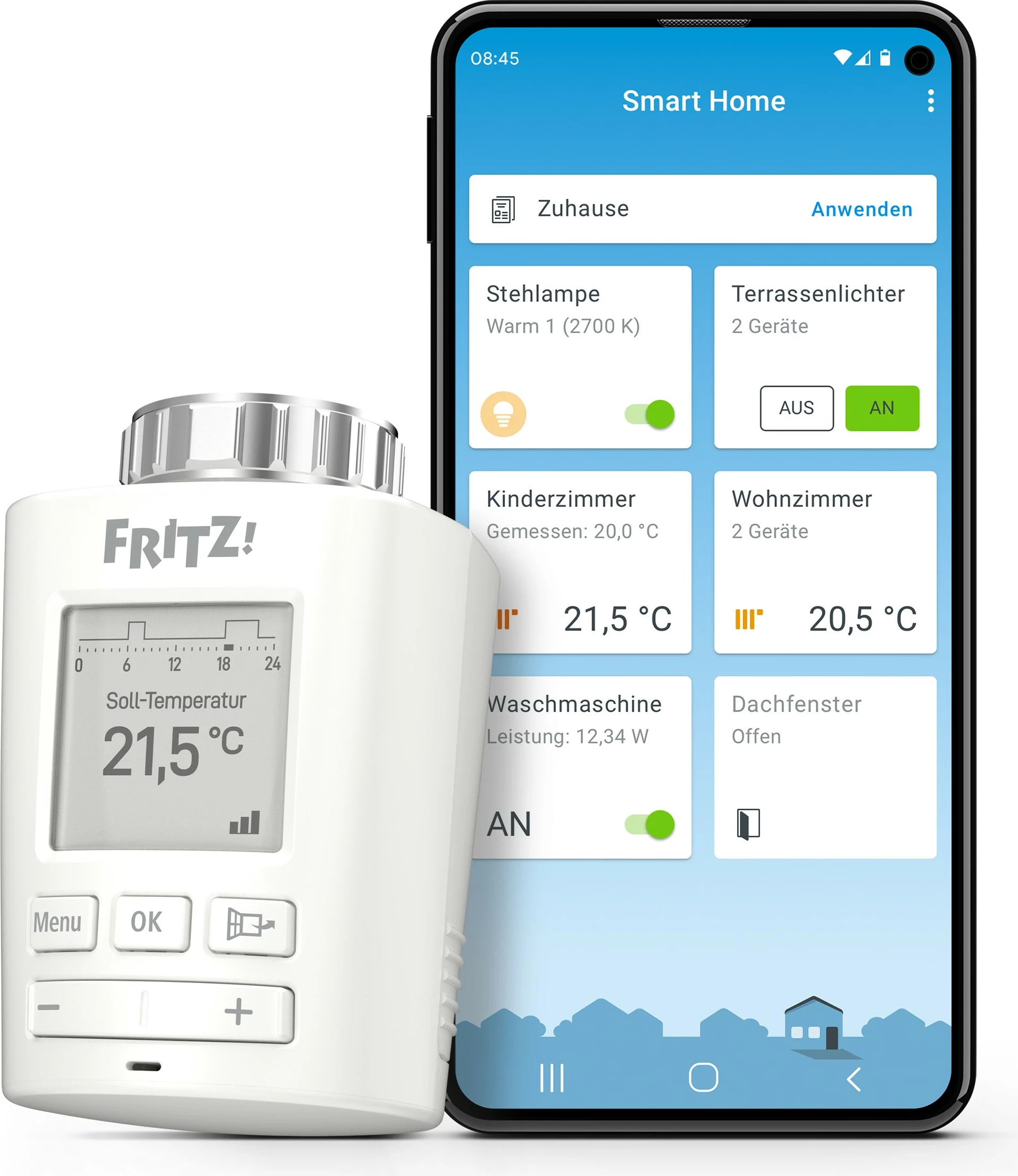 Termostat i mençur AVM FRITZ!DECT 301, kontroll me smartphone, i bardhë