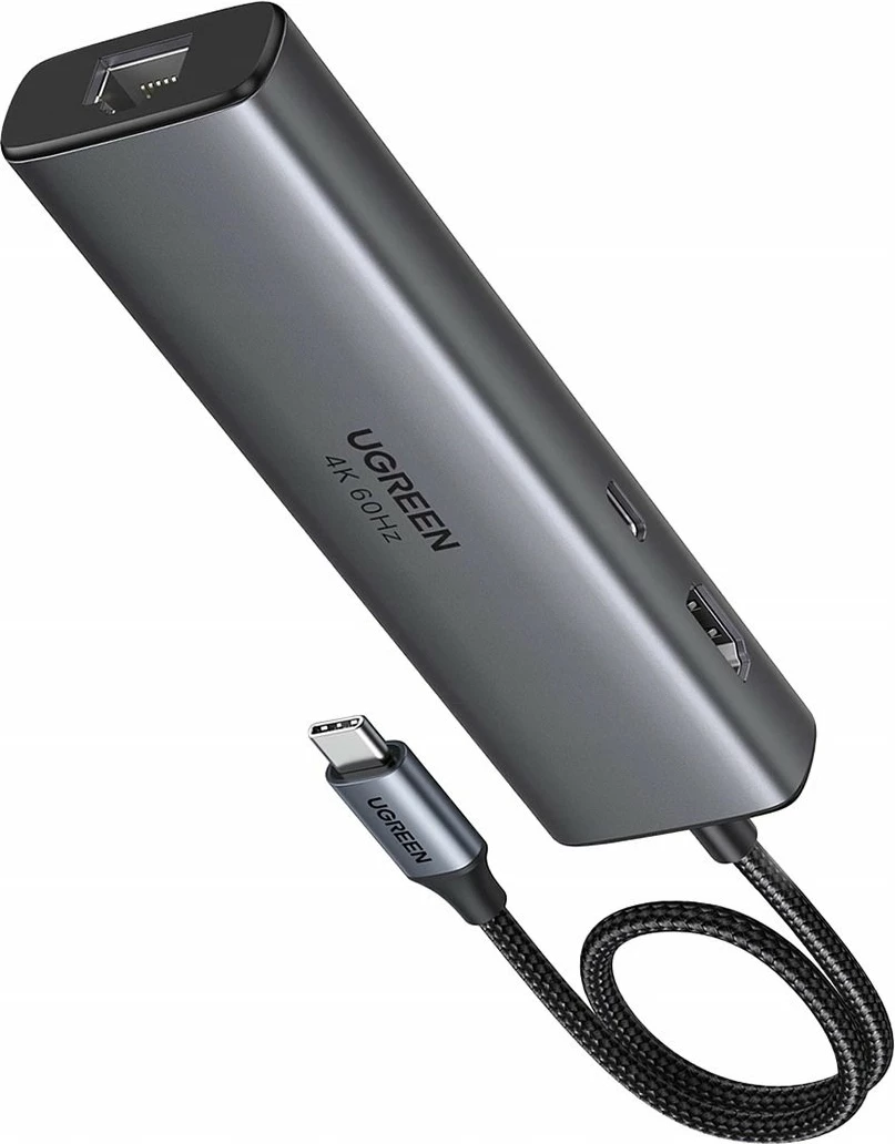 Docking station USB-C, Ugreen CM512, 6-në-1, HDMI 4K@60Hz, 2x USB-A 3.0, 2x USB-C, Gigabit Ethernet, PD 100W, gri