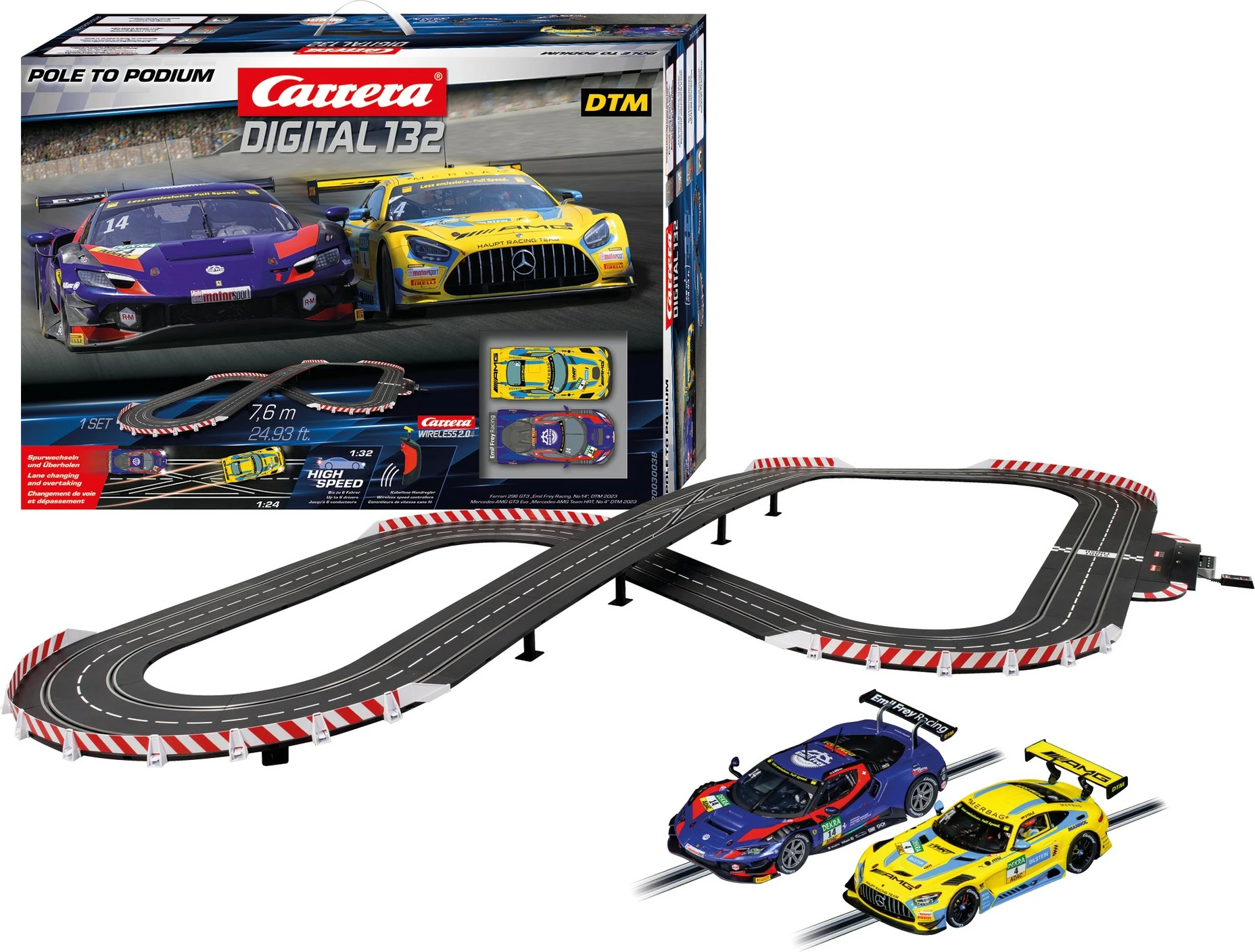 Set gare Carrera Digital 132 Pole to Podium, 2 makina, wireless, 7.6m, multikolor