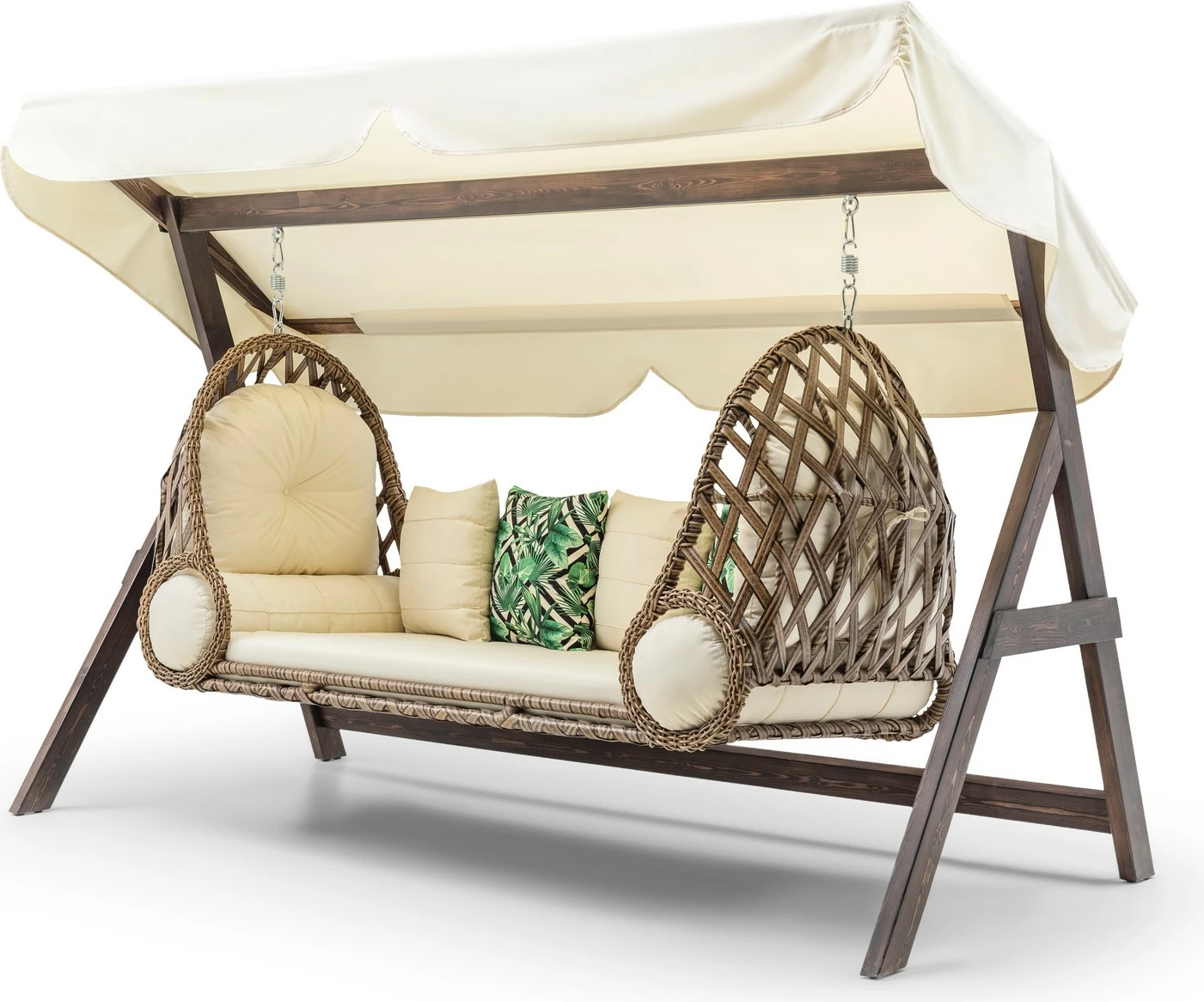 Karrige lëkundëse treshe për kopsht, ngjyrë krem, Skye Decor, Saltanat