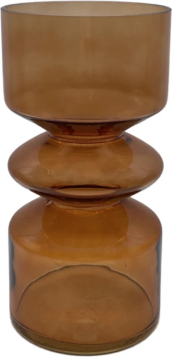 Vazo dekorative CULTURE, qelq ngjyrë mjaltë, 14x14x26cm