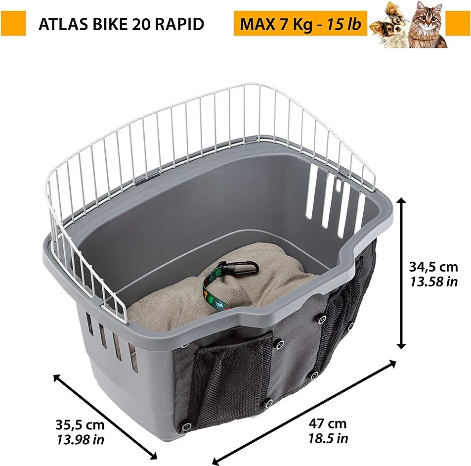 Shportë për bicikletë për kafshë FERPLAST Atlas Bike 20 Rapid, gri