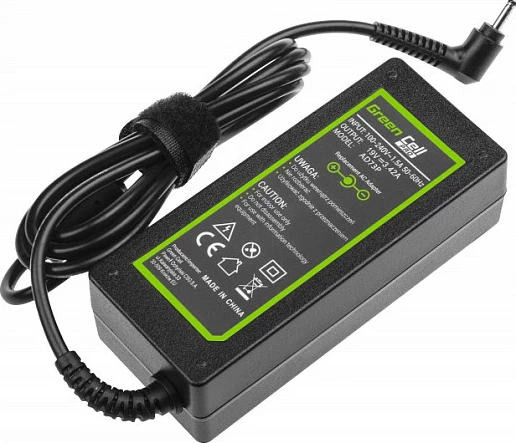 Adapter rryme (karikues) laptopi Green Cell PRO 65W 19V 3.42A për Acer Aspire S7-392/S7-393, Samsung NP530U4E/NP730U3E/NP740U3E, i zi