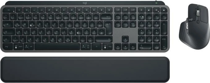 Set tastierë + maus, Logitech, MX Keys Combo for Business Gen 2 (920-010926), wireless Bluetooth/Logi Bolt, layout DE, drita prapa, DPI deri 8000, e zezë, me mbështetëse për kyçe