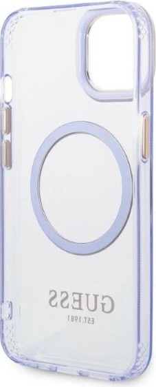 Mbështjellës Guess Gold Outline MagSafe për iPhone 14 6.1", vjollcë-ari