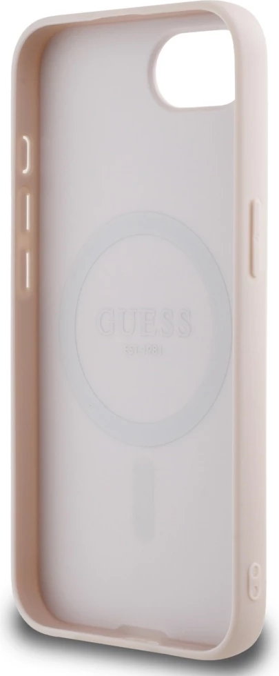 Mbështjellës Guess Grained Ring MagSafe për iPhone 16e, Rozë